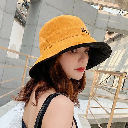 Fashion Letter embroidery Double Side Hats Vintage cotton Fisherman Hat Women Couple Sunhat Cap Hip Hop Punk Hat Outdoor Cap for Men Women Bucket Hat