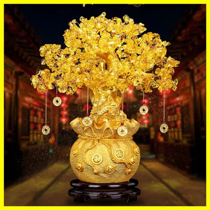 3 Size Festival Holiday Gifts Natural Citrine Quartz Crystal Money Tree in for Wealth Money Bay Lucky Tree