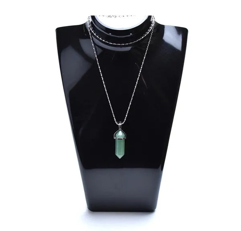 S925 Sterling Silver Chain Green Aventurine Crystal Healing Point Semi-precious Gemstone Pendant Necklace for Women