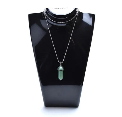 S925 Sterling Silver Chain Green Aventurine Crystal Healing Point Semi-precious Gemstone Pendant Necklace for Women