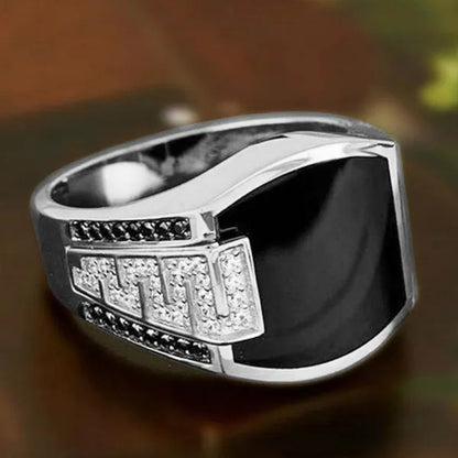 Business Men's Fashion Jewelry   Natural White Sapphire Black Diamond Ring Luxury Men's Engagement Wedding Ring Anniversary Business Banquet Party Jewelry Size US6-14