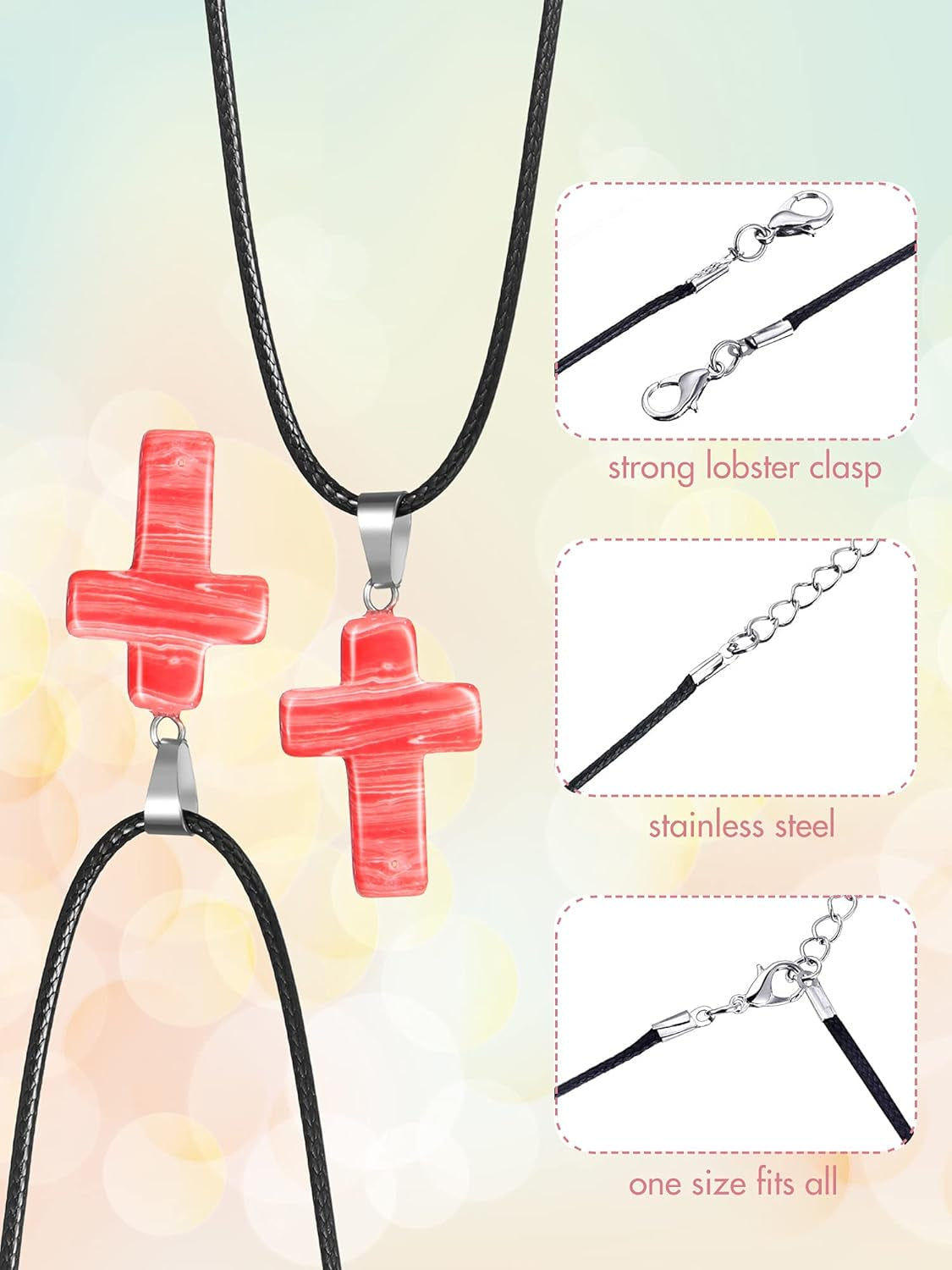 Stone Cross Gemstone Pendant Charms Cross Quartz Crystal Charms for Necklace Earring Bracelet Jewelry Making