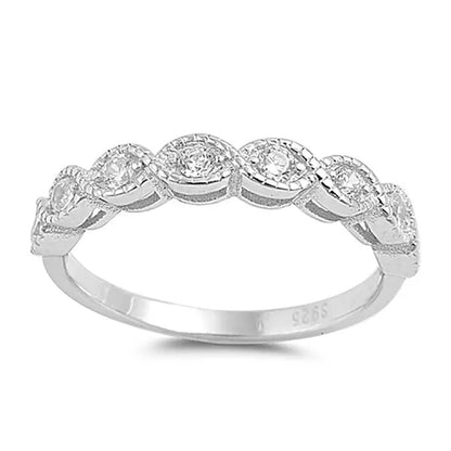 Sterling Silver .925 CZ Diamond Cubic Zirconia Promise Vintage Antique Anniversary Wedding Band Ring 4-10 - WORLD TIME VISITS