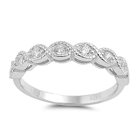 Sterling Silver .925 CZ Diamond Cubic Zirconia Promise Vintage Antique Anniversary Wedding Band Ring 4-10 - WORLD TIME VISITS