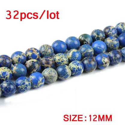 Sapphire Blue Imperial Pine Turquoise Beads Natural Stone Top Quality Loose Beads 4/6/8/10/12MM Jewelry Bracelet Accessories DIY