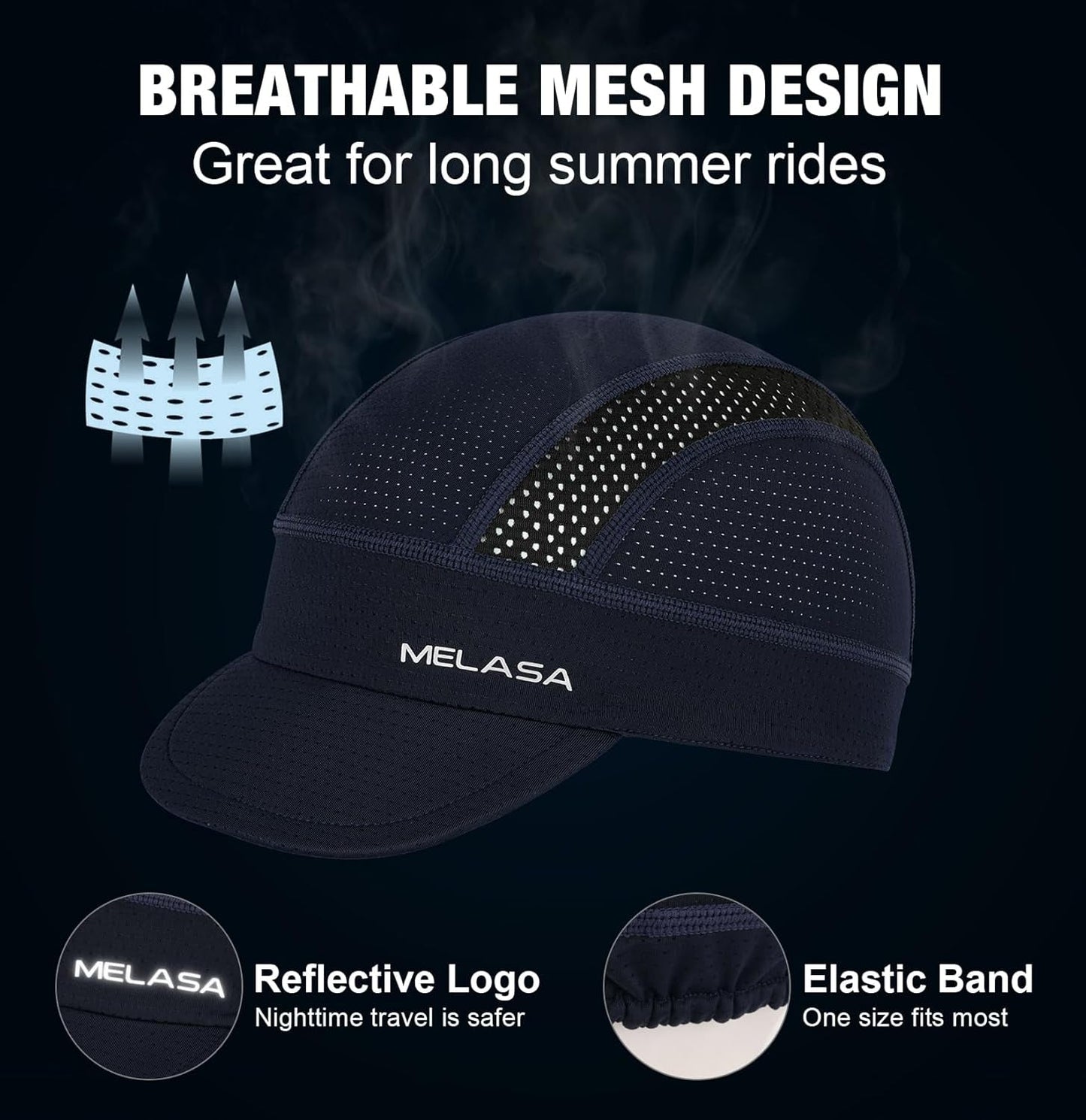 Cycling Cap, Cooling Skull Cap Helmet Liner with Sun Visor, Sun Protection Running Bike Cap for Men Women under Helmet