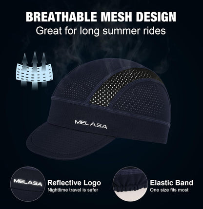 Cycling Cap, Cooling Skull Cap Helmet Liner with Sun Visor, Sun Protection Running Bike Cap for Men Women under Helmet