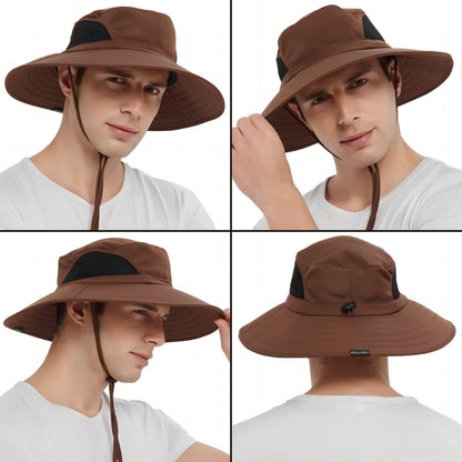 Wide Brim Sun Hat, UPF 50+ UV Protection Waterproof Packable Bucket Hat for Men & Women, Fishing Hiking Beach Garden