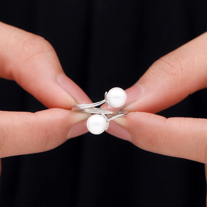 Real Freshwater Pearl Toi Et Moi Wrap Style Cocktail Ring, 7 MM, AAA Quality, June Birthstone Jewelry for Women