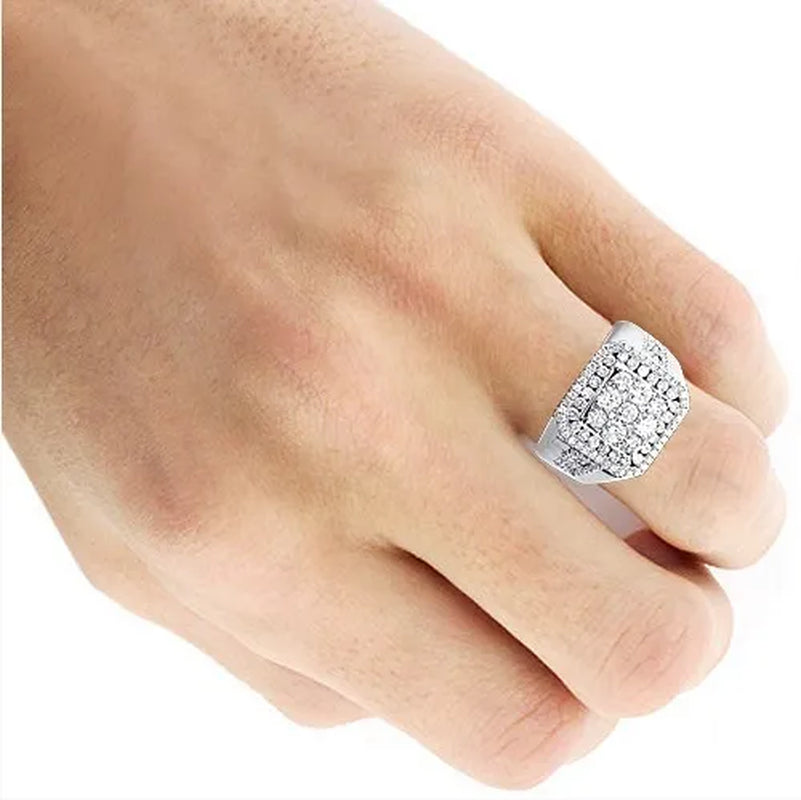 Men's  White Diamond 925 Sterling Silver Ring Gifts