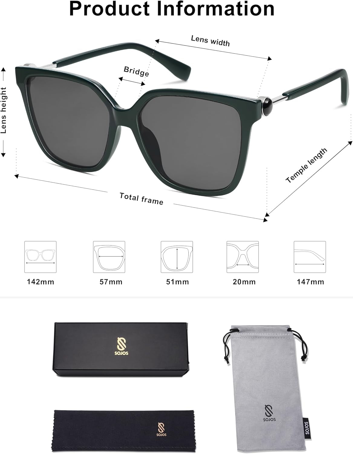 Fashion Square Sunglasses for Women Trendy UV Protection Lens Womens Sunnies Sunglasses SJ2196