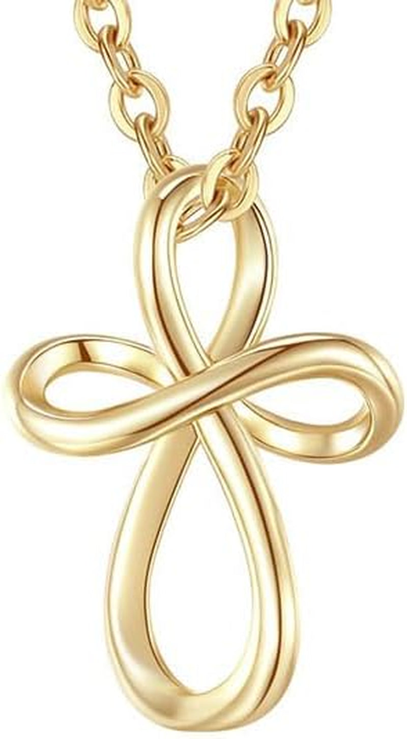Cross Necklace 14K Gold Cross Necklaces for Women Twisted Gold Chain Necklace for Womens Pendant Necklaces 24Mm (18 Inch)