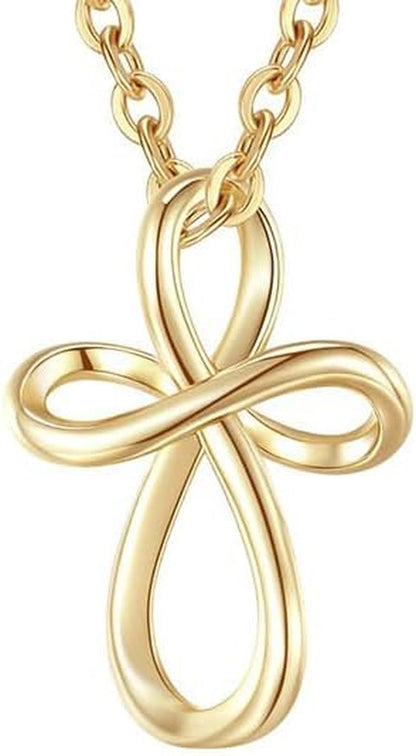 Cross Necklace 14K Gold Cross Necklaces for Women Twisted Gold Chain Necklace for Womens Pendant Necklaces 24Mm (18 Inch)