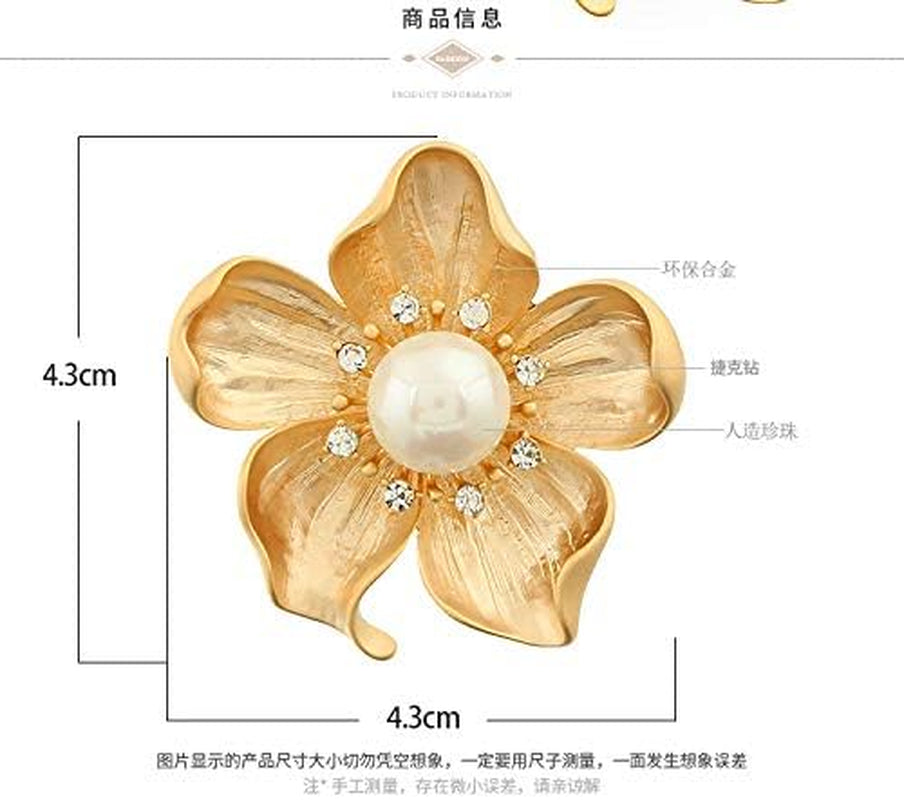 Yellow Flower White Pearl Brooch Fall Autumn Flower Pins Pearl Flower Gift for Mother Wife Wedding Bridal Bouquet Party Daily Accessory