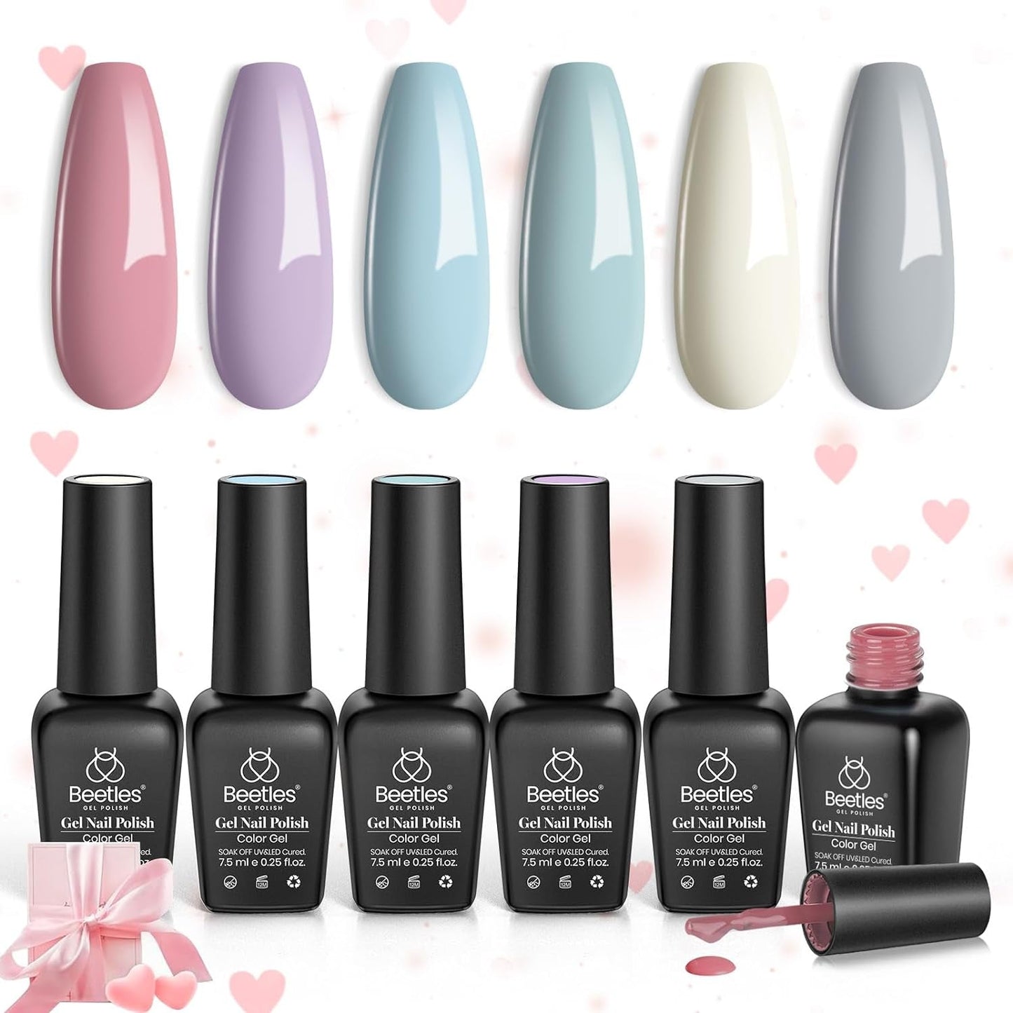 Nail Set 6 Colors Ultimate Morandi Nude Pink White Blue Pastel Gel Nail Polish 6 Colors Daydream Verses Collection Soak off Uv Diy Manicure Kit New Nail Trend for Women Girls