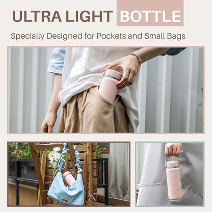 13Oz Wide Mouth Vacuum Insulated with Handle, Stainless Steel Water Bottle with Leakproof Sloseable Lid for Cold Water Drinks, Sports, Travel, Car and Yoga - WORLD TIME VISITS