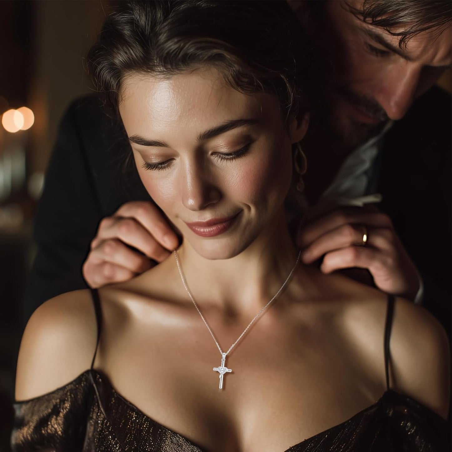 Valentines Day Gifts Cross Necklace for Women 925 Sterling Silver Birthstone Cross Pendant Necklace Cross Jewelry Gifts for Women Mother Wife on Birthday Mother'S Day