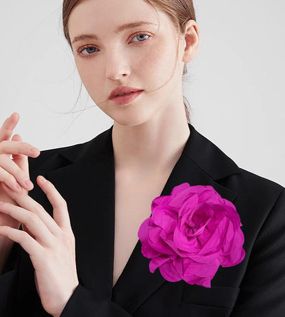 Dainty Handmade Fabric Rose Flower Extra Large Big Brooches Lapel Pins Flowers Oversized Brooch Pin for Women Wedding Party Banquet Dress Suit Clothes Accessories Jewelry Gifts 6.3In