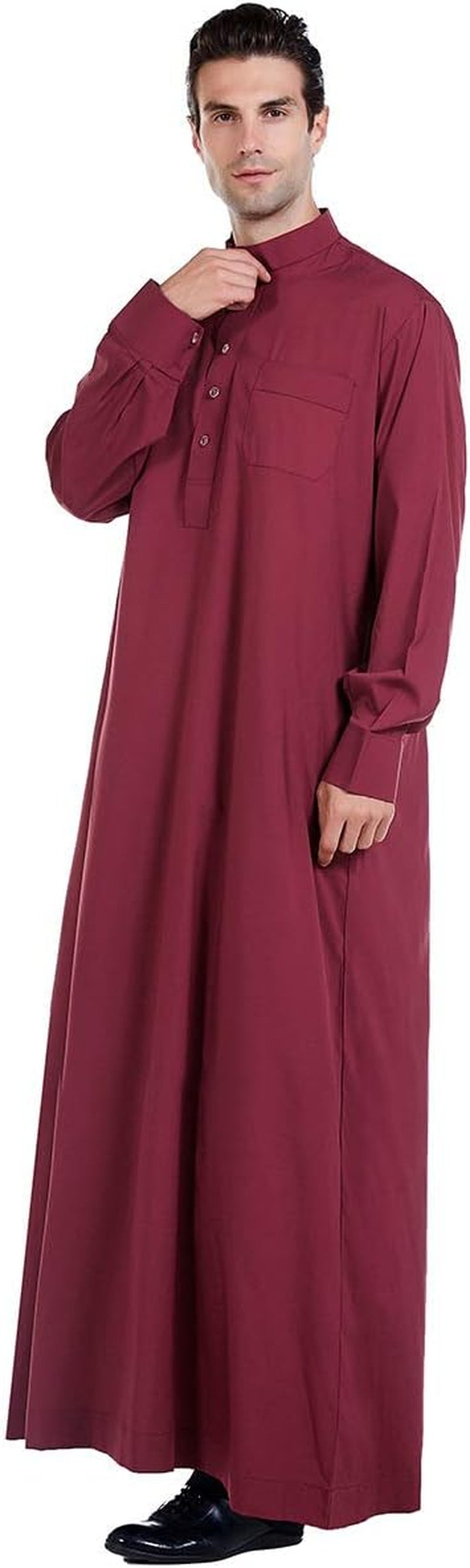 Men'S Muslim Clothes Durable Kaftan Robe Dubai Long Gown Ethnic Clothes,1Pc Soft Robe - WORLD TIME VISITS