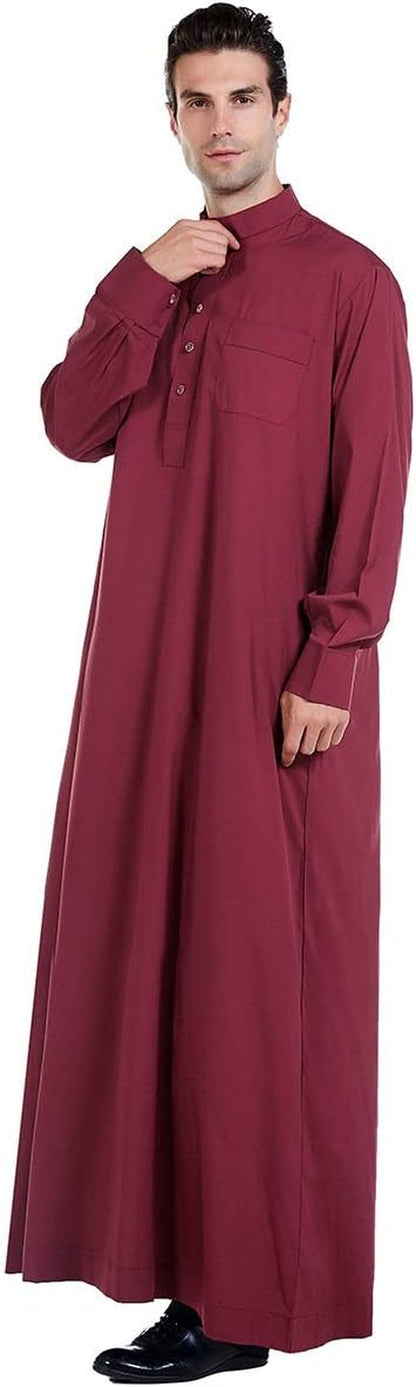 Men'S Muslim Clothes Durable Kaftan Robe Dubai Long Gown Ethnic Clothes,1Pc Soft Robe - WORLD TIME VISITS