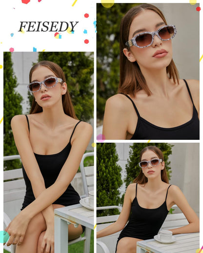 Retro Trendy Rectangle Sunglasses Women Men Vintage 90S Small Narrow Square Sunglasses B2322