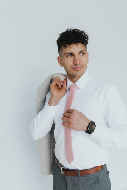 Men'S Skinny Tie, Cotton Wool Linen Necktie, Great for Weddings, Groom, Groomsmen, Missions, Dances, Gifts.
