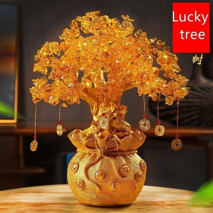 Resin Citrine Feng Shui Money Tree Lucky Tree Home Decoration Ornaments Festival Holiday Gifts Bring Wealth