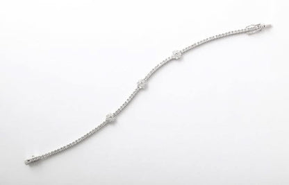 14k White Gold Flower Diamond Tennis Bracelet 3.68 Carat New