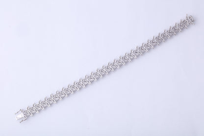 9.17 Carat Round Brilliant Diamond Wreath Bracelet 18k White Gold