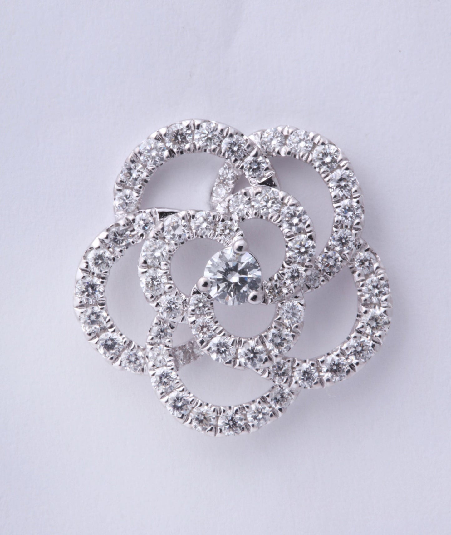 Glistening 1.85 Carat Diamond Camelia Flower Stud Earrings in 18k Gold