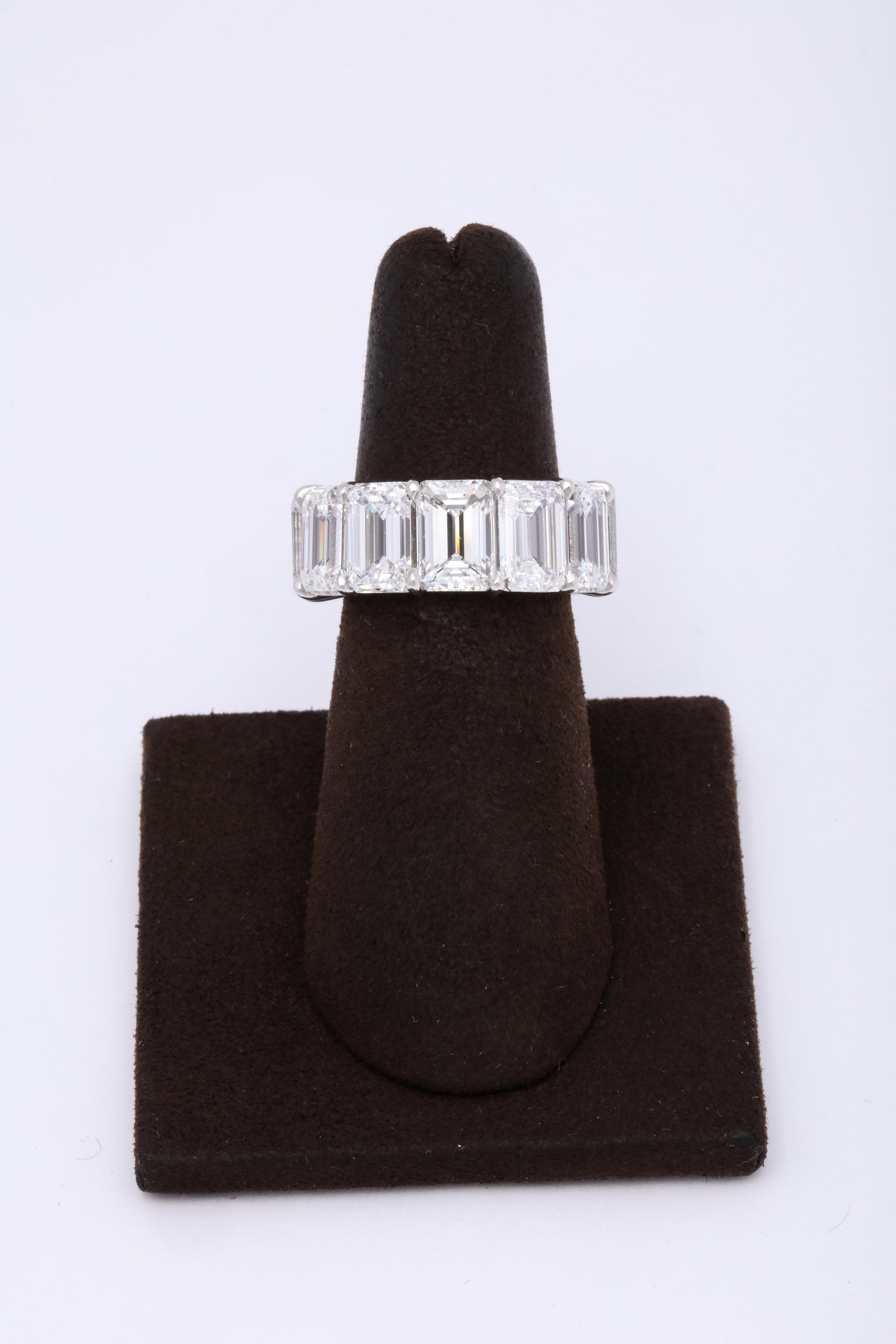 GIA Certified 18.51 Carat Emerald Cut Diamond Platinum Eternity Band
