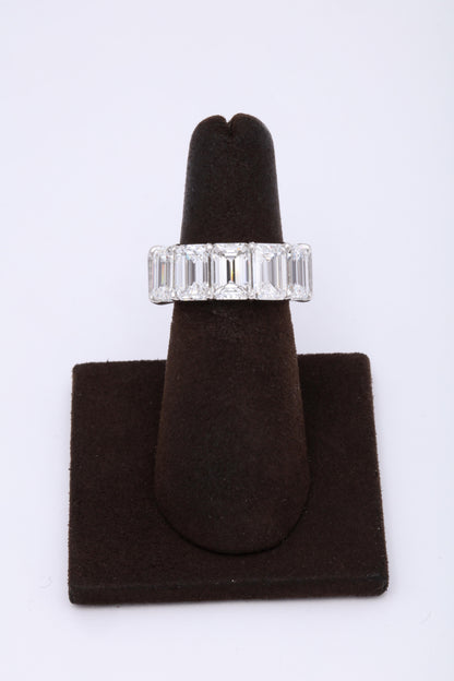 GIA Certified 18.51 Carat Emerald Cut Diamond Platinum Eternity Band