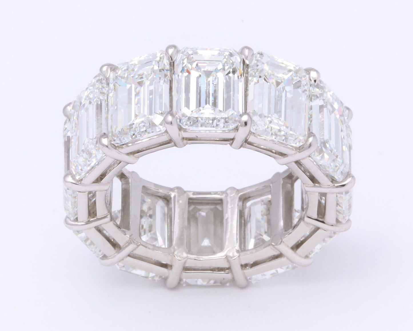 GIA Certified 18.51 Carat Emerald Cut Diamond Platinum Eternity Band