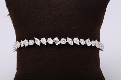 Multi Shape 10.07 Carat Diamond Tennis Bracelet 18k White Gold