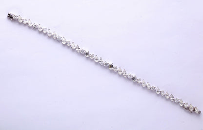 Multi Shape 10.07 Carat Diamond Tennis Bracelet 18k White Gold