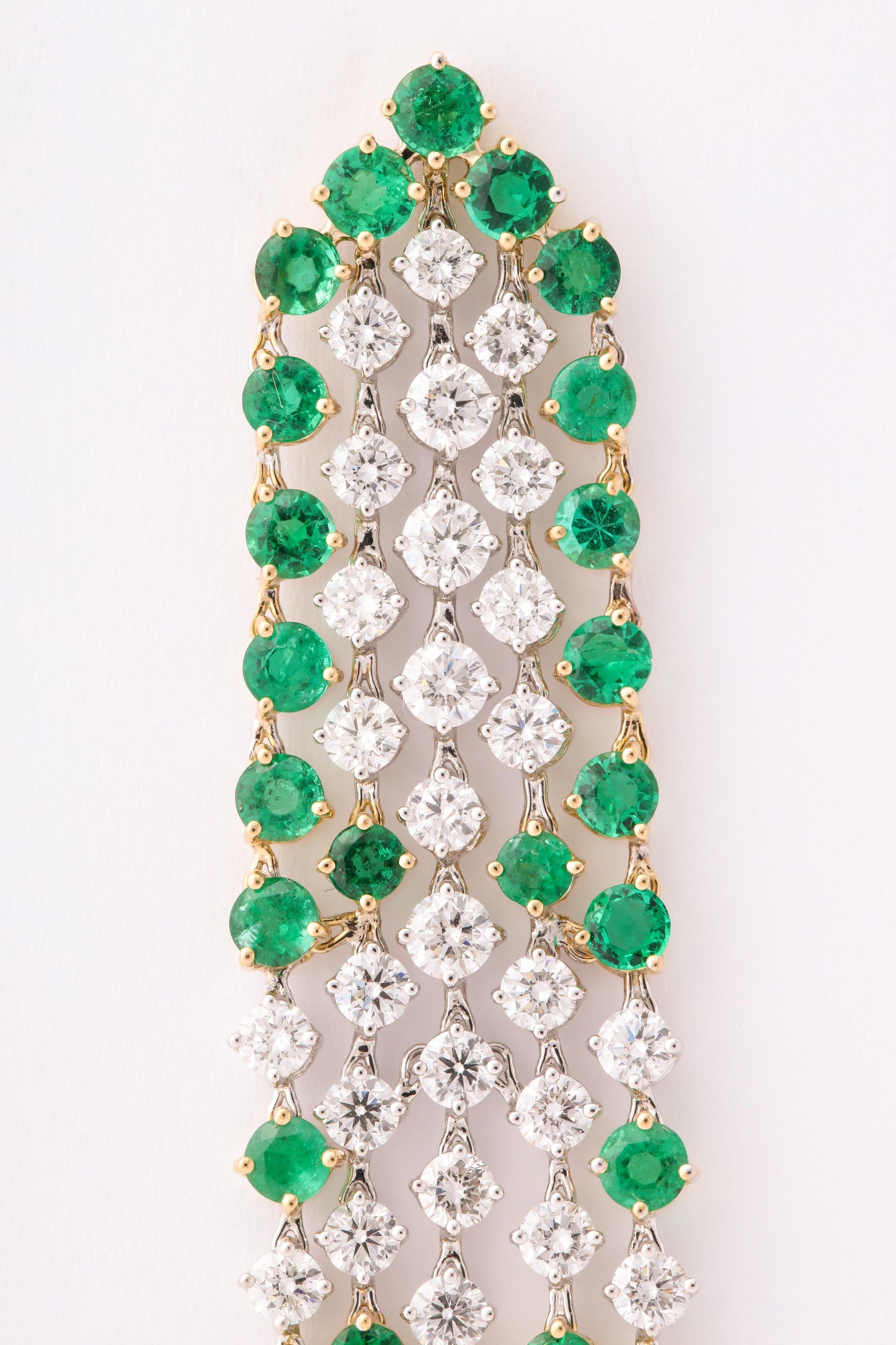 Vivid Green Emerald and Diamond 18k Gold Dangle Earrings
