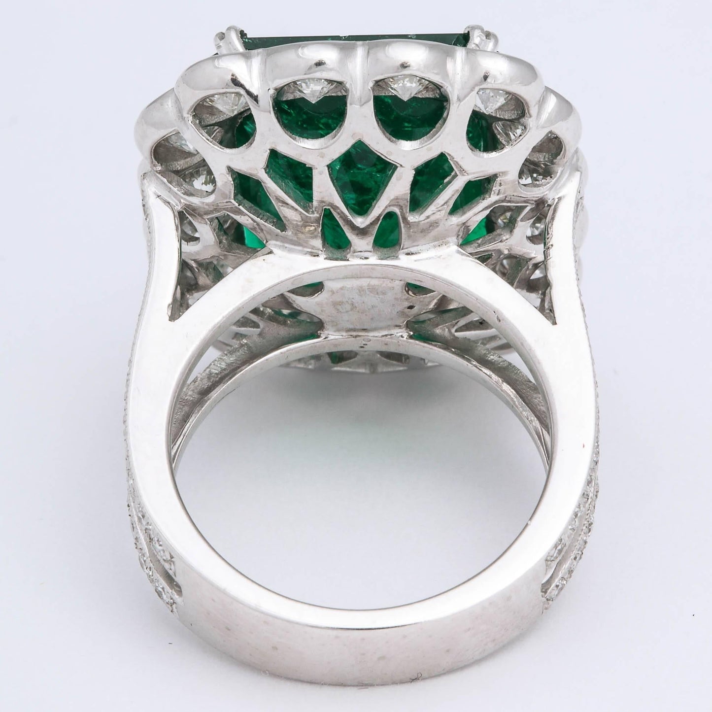 Important 13 Carat Colombian Emerald Diamond GIA Certified Cocktail Ring