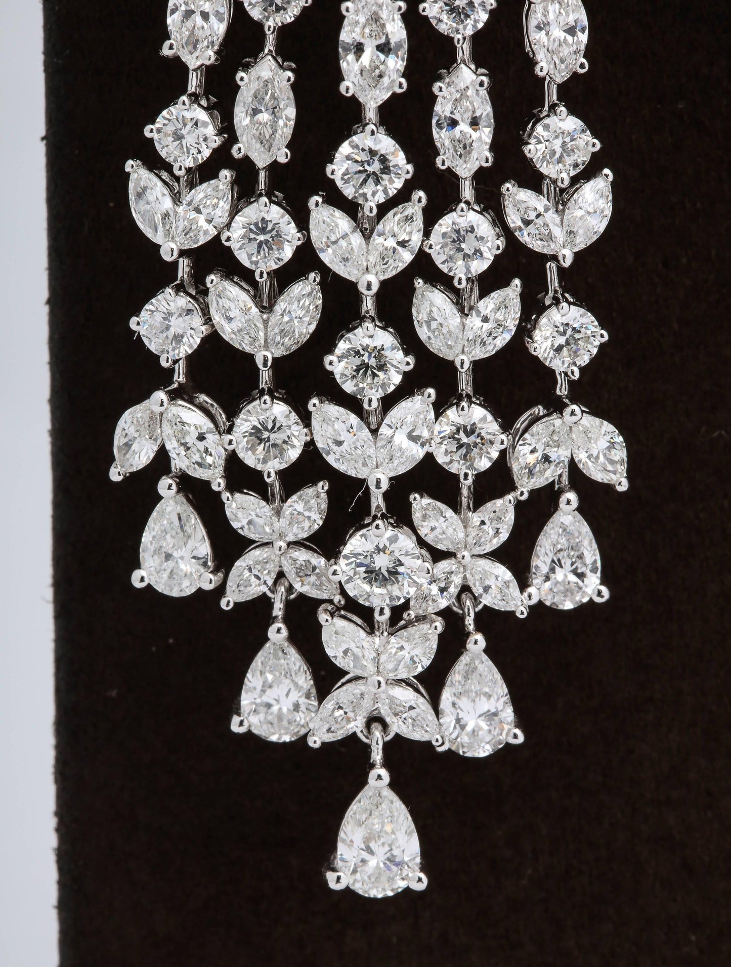 15.84ct Diamond Chandelier Dangle Earrings in 18k White Gold