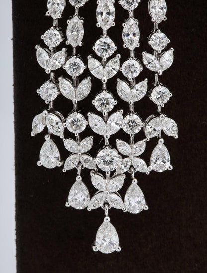 15.84ct Diamond Chandelier Dangle Earrings in 18k White Gold