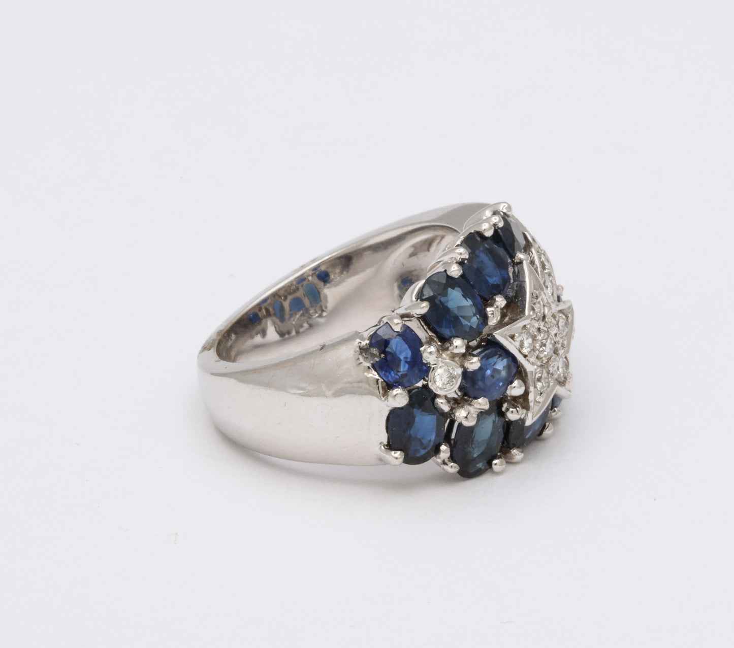 Sapphire and Diamond 18k White Gold Shooting Star Cocktail Ring