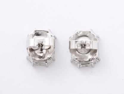 4.65ct Emerald Cut Diamond Illusion Set Stud Earrings 18k Gold