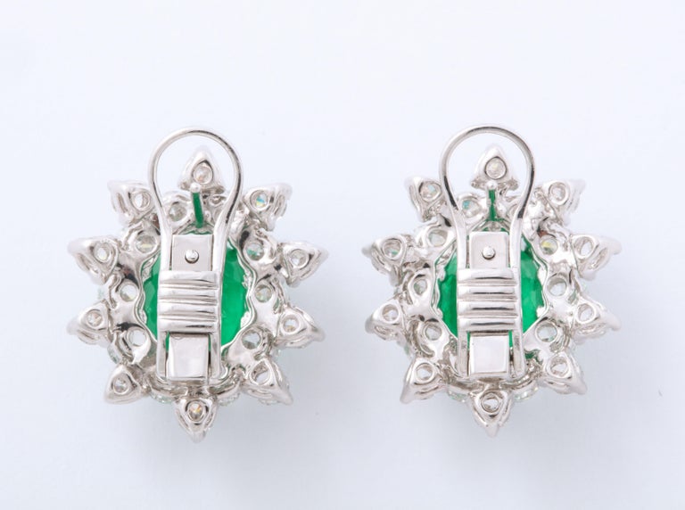 Certified Colombian Emerald and Diamond 18k White Gold Earrings