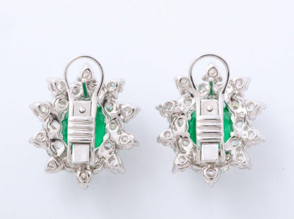 Certified Colombian Emerald and Diamond 18k White Gold Earrings