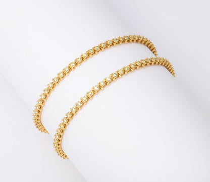 14k Yellow Gold Round Yellow Diamond Tennis Bracelet Pair 5.80ctw