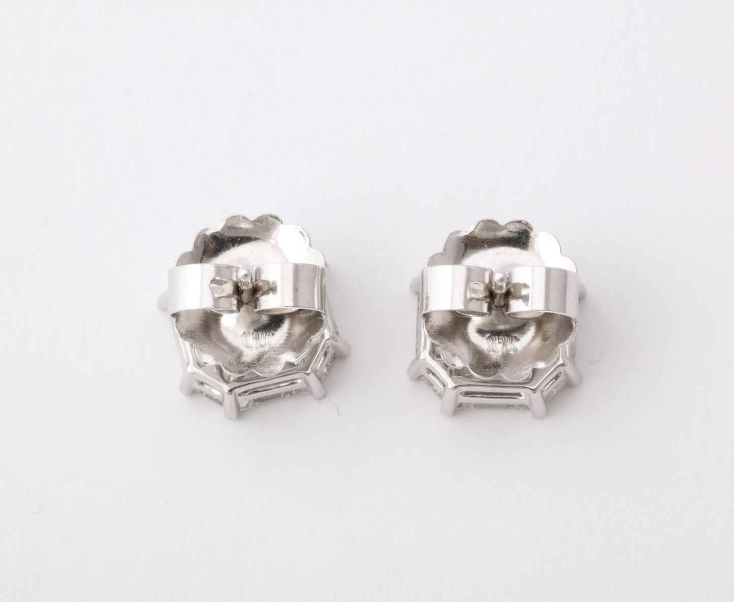 Asscher Cut Diamond Illusion Stud Earrings in 18k White Gold