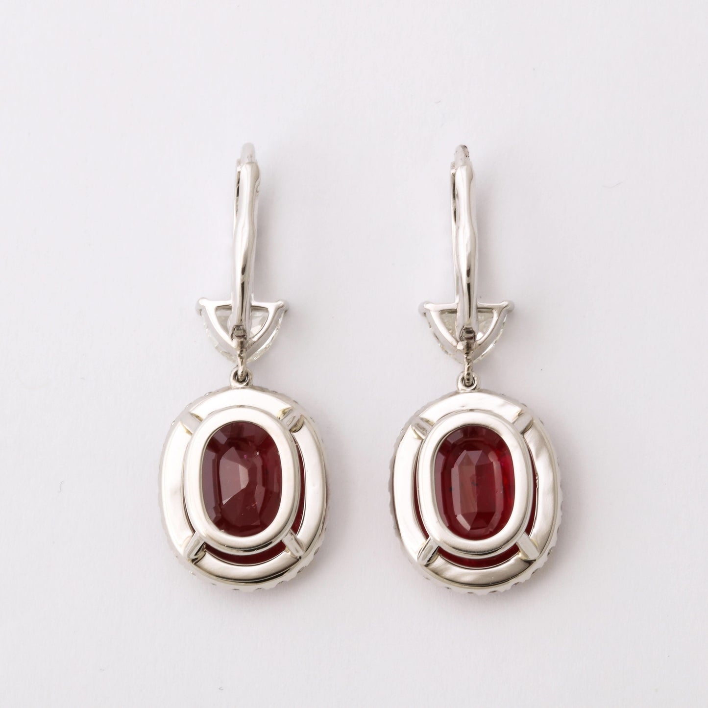 Exquisite 14.14 Carat Ruby and Diamond 18k White Gold Earrings