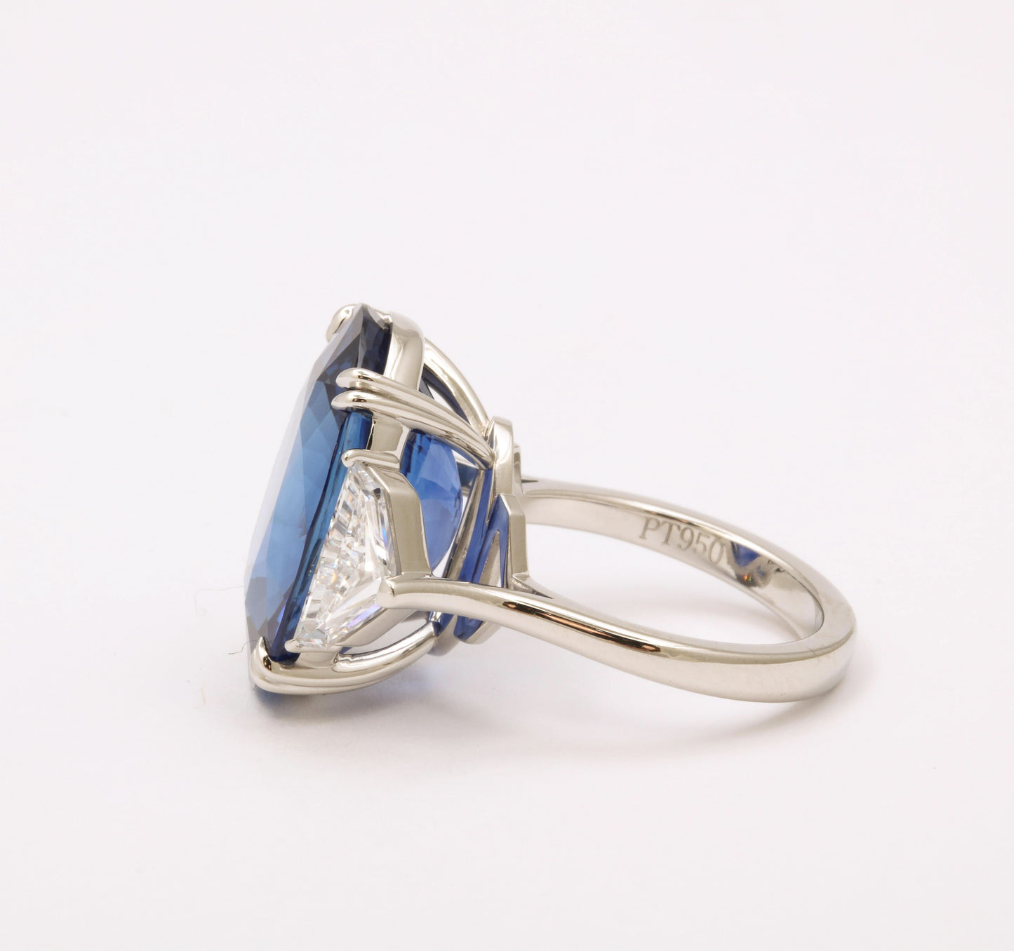 Rare 20 Carat Royal Blue Ceylon Sapphire Platinum Cocktail Ring