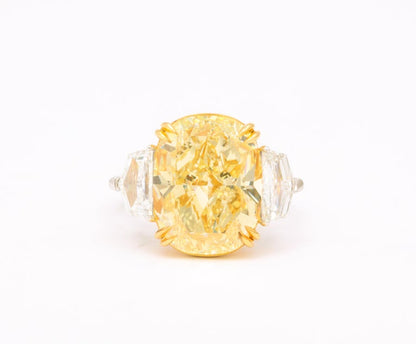 10 Carat GIA Fancy Yellow Cushion Cut Diamond Engagement Ring