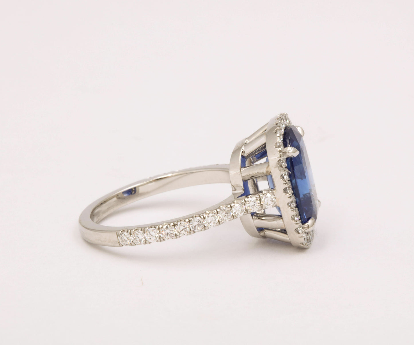 4.71 Carat Ceylon Sapphire and Diamond Platinum Halo Engagement Ring