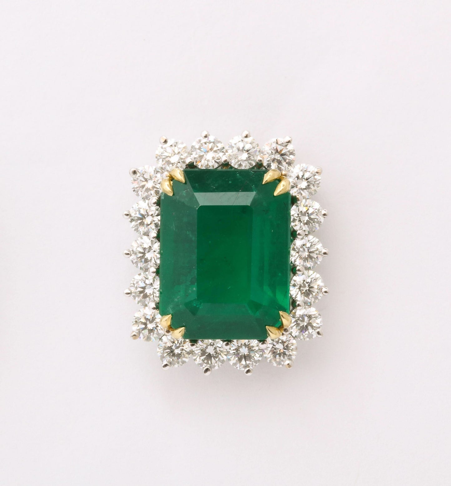 16.15ct Certified Vivid Green Emerald and Diamond 18k Gold Earrings